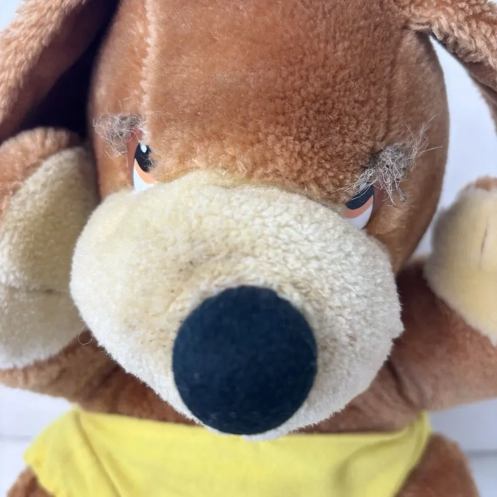 Vintage 1983 Sunburst Pets Brown Puppy Dog Plush Yellow Diaper Commonwealth 80s